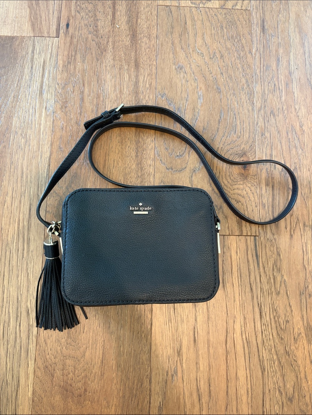 kate spade Black Leather Crossbody with Tassel